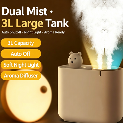 3L Cute Bear Dual Nozzle Humidifier