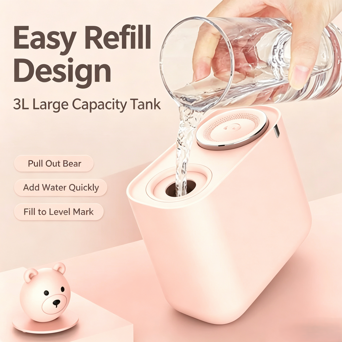 3L Cute Bear Dual Nozzle Humidifier