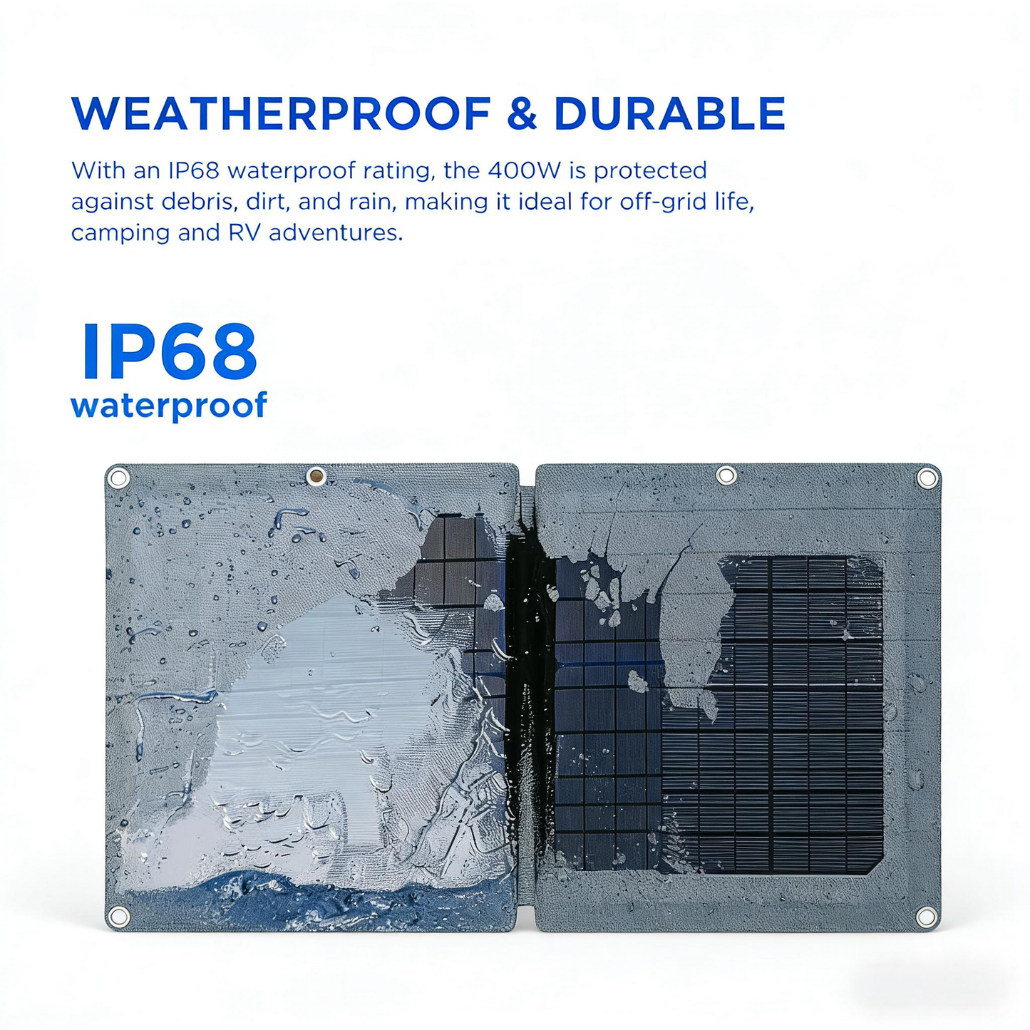 400W Portable Foldable Solar Panel with Stand - IP68 Waterproof