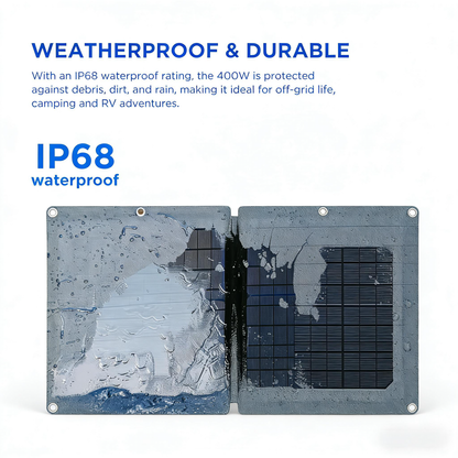 400W Portable Foldable Solar Panel with Stand - IP68 Waterproof
